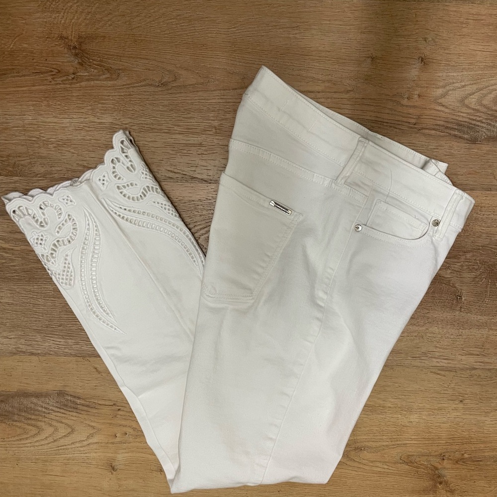 Women's White Jeans with Lace Detail